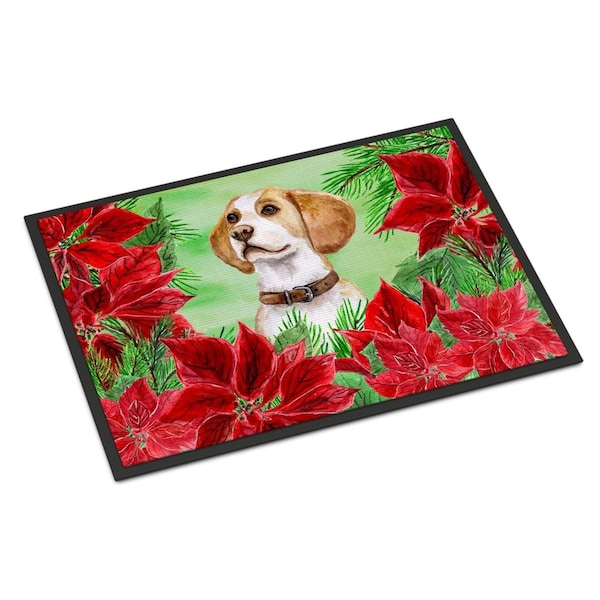 Carolines Treasures Beagle Poinsettas Indoor or Outdoor Mat - 18 x 27 in. CK1334MAT - main